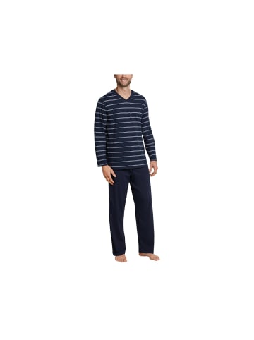 Schiesser Pyjama lang in dunkel-blau