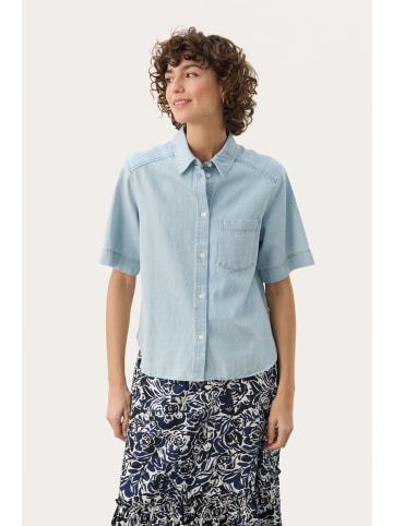 PART TWO Langarm - Hemd NiclaPW Lockere Passform in Whiteish Blue Denim