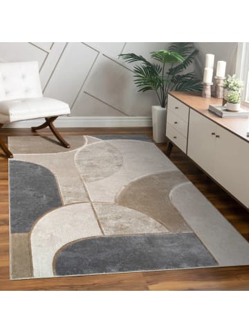 KADIMA DESIGN Teppich Kurzflor Abstrakt Wohnzimmer in Grau