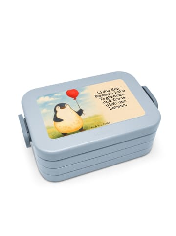 Mr. & Mrs. Panda Snackbox Pinguin Luftballon Design mit Spruch in Blau Pastell
