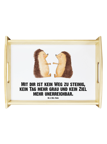 Mr. & Mrs. Panda Holz Servierbrett Igel Liebe mit Spruch in Weiß