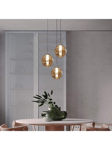 ZMH Pendelleuchte 3-flammige G9 in bernstein Glas und Kristall L28cm x H175cm