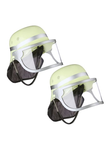 relaxdays 2 x Feuerwehrhelm in Gelb - (B)22,5x (H)24,5 x (T)28 cm