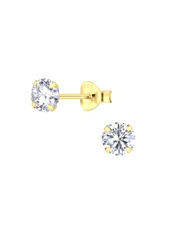 Alexander York Ohrstecker ROUND ZIRCONIA 5 mm in Gold aus 925 Sterling Silber, 2-tlg.