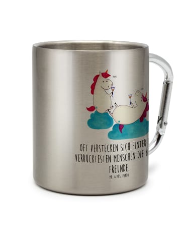 Mr. & Mrs. Panda Thermobecher Edelstahl Einhorn Sekt mit Spruch in Silber
