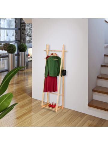 relaxdays Kleiderständer in Natur - (B)62 x (H)153 x (T)45 cm