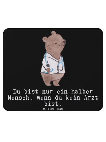 Mr. & Mrs. Panda Mousepad Arzt Herz mit Spruch in Schwarz