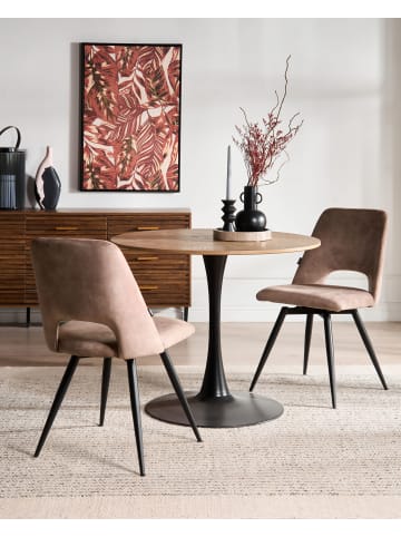 Beliani 2er-Set Esszimmerstuhl HALLETT in Beige/Schwarz