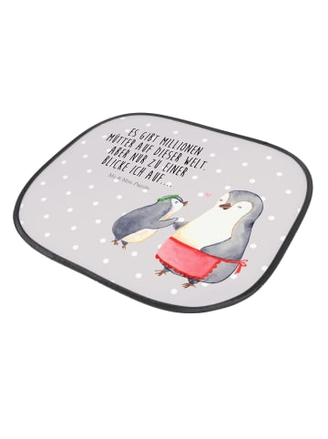 Mr. & Mrs. Panda Sonnenblende Pinguin mit Kind mit Spruch in Grau Pastell