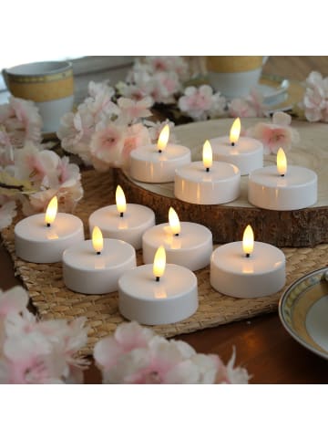 Adilina 20x LED Maxi Teelichter Kunststoff 3D Flamme D: 5,8cm weiß