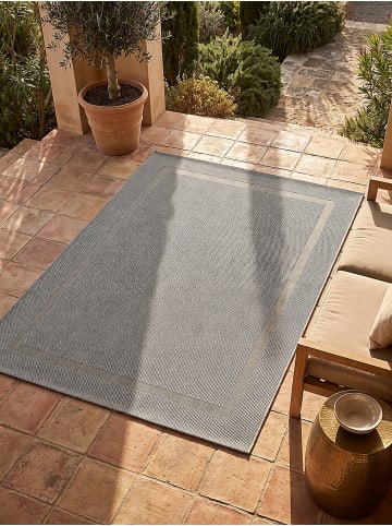 KADIMA DESIGN Teppichläufer Bordüre flachgewebt pflegeleicht Wohnzimmer Flur in Grau