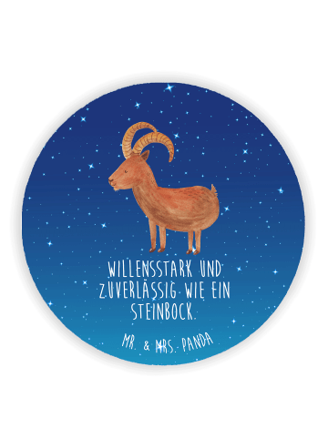 Mr. & Mrs. Panda Rund Magnet Sternzeichen Steinbock mit Spruch in Sternenhimmel Blau