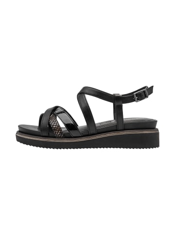 Tamaris Sandalen mit Keilabsatz aus Leder Schwarz