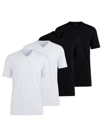 OLYMP T-Shirt 4er Pack in Weiß/Schwarz