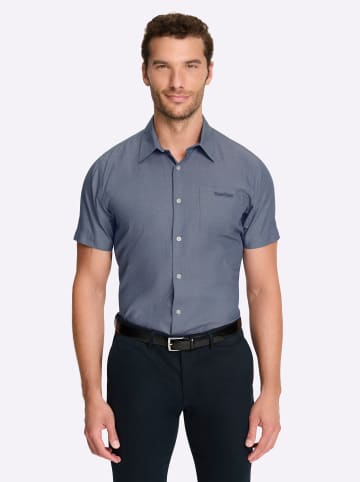 WITT WEIDEN Kurzarm-Hemd in rauchblau-meliert