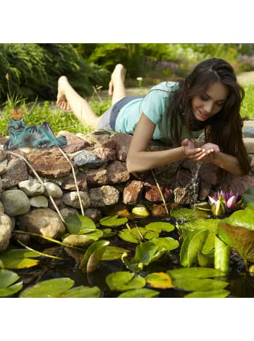 relaxdays 2 x Gartenfigur Froschkönig in Grün - Größe M