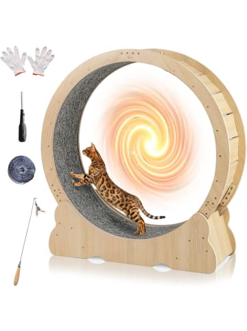 COSTWAY Katzenlaufrad 101 cm in Hellbraun