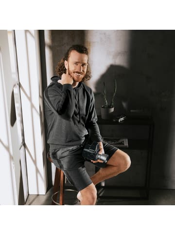 Erwin Müller Interlock-Jersey Hoodie in anthrazit meliert-schwarz