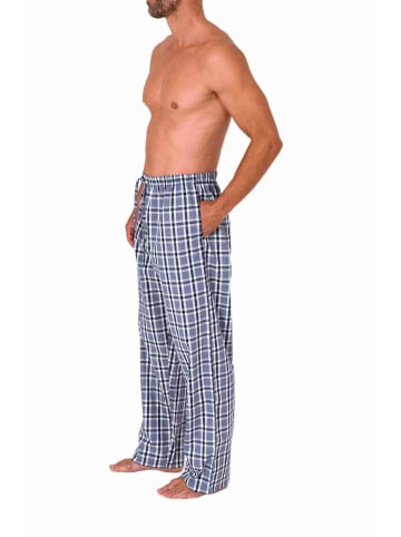 NORMANN Schlafanzug Pyjama Hose lang kariert Baumwolle - 79841 in grau