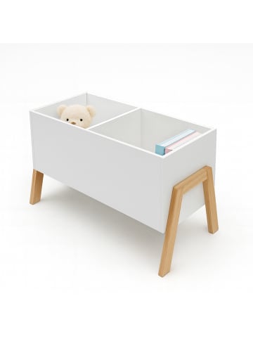 relaxdays Kinderbücherregal in Weiß/Natur – (B)66,5 x (H)40 x (T)34,5 cm