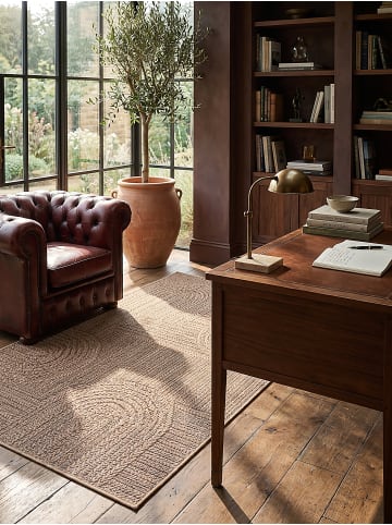 KADIMA DESIGN Rundteppich Geometrisch flachgewebt pflegeleicht Wohnzimmer Flur in Natur
