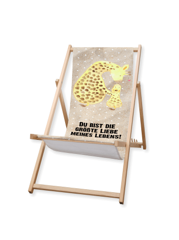 Mr. & Mrs. Panda Gartenliege Giraffe Kind mit Spruch in Sandig