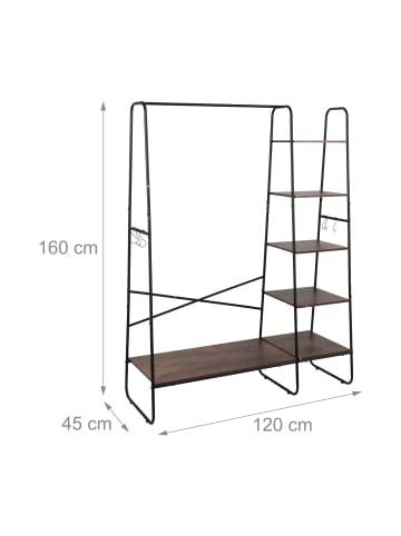 relaxdays Kleiderständer in Braun/ Schwarz - (B)120 x (H)160 x (T)45 cm