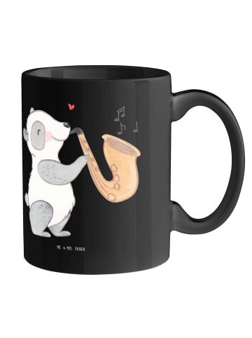 Mr. & Mrs. Panda Trinkbecher Saxophon Liebe mit Spruch in Schwarz