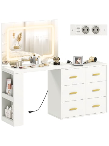 HOMCOM Schminktisch-118L x 78B x 135H cm-Weiß