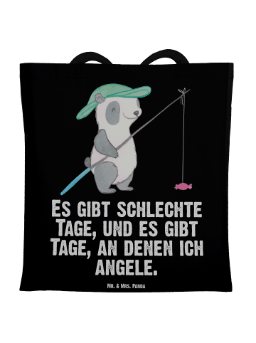 Mr. & Mrs. Panda Tragetasche Panda Angeln mit Spruch in Schwarz