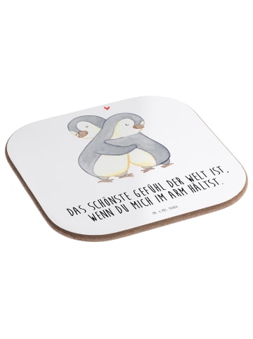 Mr. & Mrs. Panda Untersetzer Pinguine Kuscheln mit Spruch in Weiß