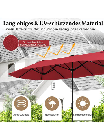 COSTWAY Doppelsonnenschirm mit Ständer 400x200cm in Rot