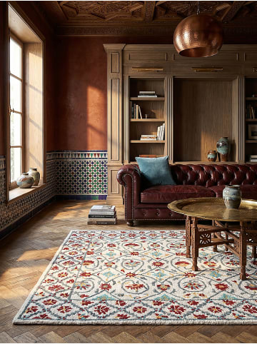 KADIMA DESIGN Teppich Wolle Handgetuftet SOAR Klassisch Orientmuster Floral Suzani in Rot-Blau