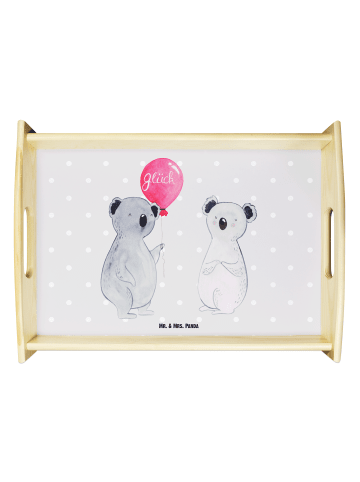 Mr. & Mrs. Panda Holztablett Koala Luftballon ohne Spruch in Grau Pastell
