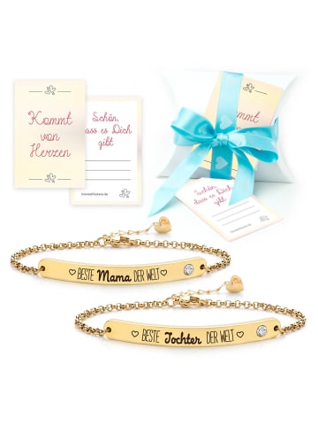 Himmelsflüsterer  Armbandset "beste Mama & beste Tochter" mit Geschenkbox & Grußkarte in Gold