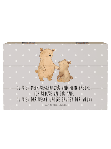 Mr. & Mrs. Panda Holzkiste Bär Großer Bruder mit Spruch in Grau Pastell