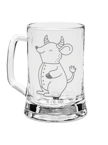 Mr. & Mrs. Panda Gravur Bierkrug Stier Astrologie ohne Spruch in Transparent