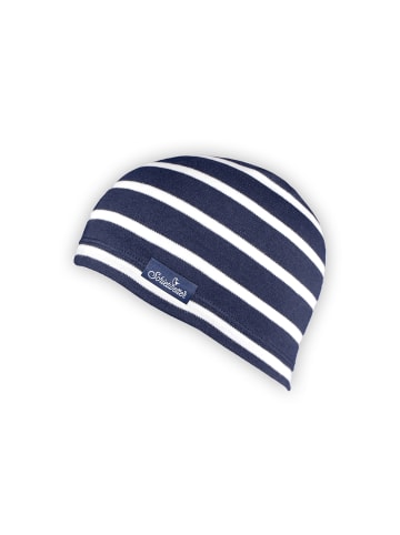 SCHIETWETTER Beanie Mütze gestreift, Baumwolle, in navy-weiß