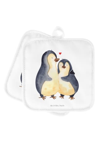 Mr. & Mrs. Panda Topflappen Pinguin umarmen ohne Spruch in Weiß