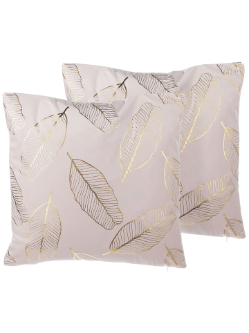 Beliani 2er-Set Dekokissen FREESIA in Rosa/Gold