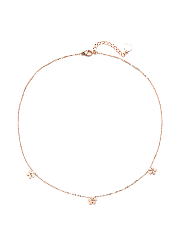 Hey Happiness Vergold. Kette Blume Anhänger mit Zirkonia Edelstahl in Rosegold - (L) 41-46 cm