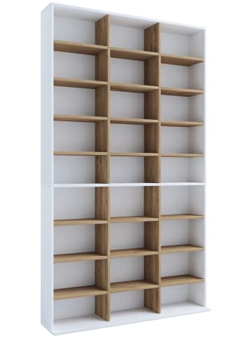 VCM Holz CD DVD Standregal Bücherregal Regal Megosa XL in Weiß / Honig-Eiche