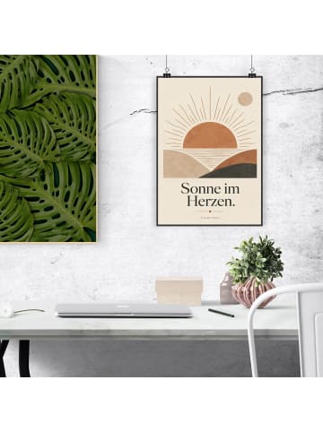 Wandposter Sonne warm Design mit Spruch in Weiß