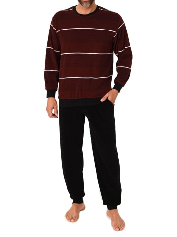 NORMANN Langarm Schlafanzug Frottee Bündchen in rot