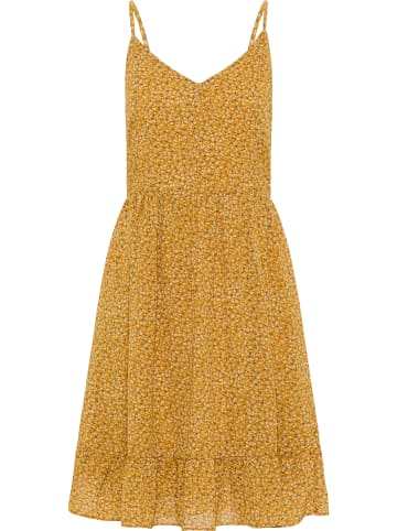 DreiMaster Vintage Damen Kleid in Dunkelgelb Mehrfarbig