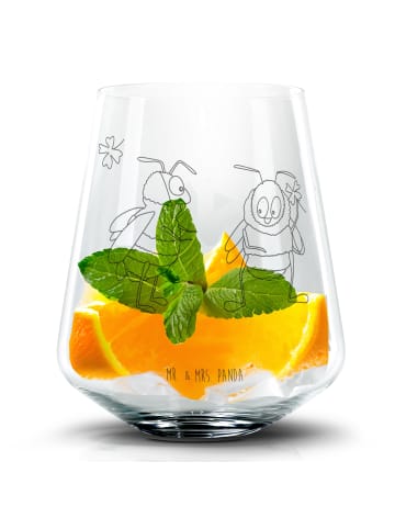 Mr. & Mrs. Panda Blümchentail Glas Hummeln Kleeblatt ohne Spruch in Transparent