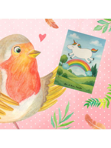 Mr. & Mrs. Panda Grußkarte Einhorn Regenbogen Design ohne Spruch in Weiß