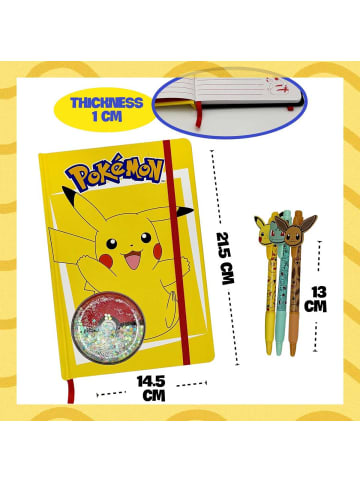 Nintendo  Pokémon Tagebuch Set Pikachu 3 Kugelschreibern Gelbes Notizbuch Bisasam Evoli