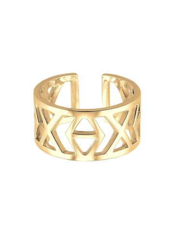 Elli Ring 925 Sterling Silber Geo, Zahlen in Gold