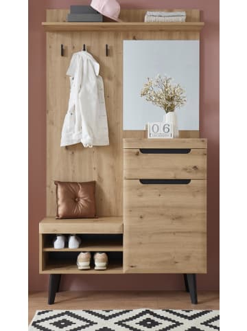Furn.Design Garderoben-Set Eiche Artisan, schwarz 232 cm, Komplettset skandinavisch